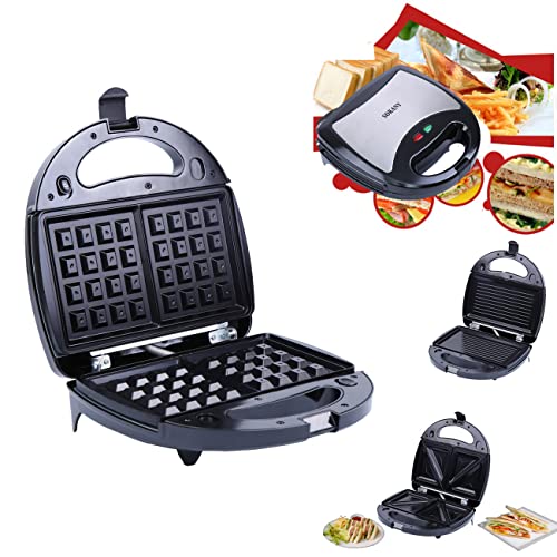 Kaiyijia 3 in 1 Sandwichmaker Waffeleisen Sandwich Toaster Toster Griller Bubble 750W Panini Grill mit… – Bild 3