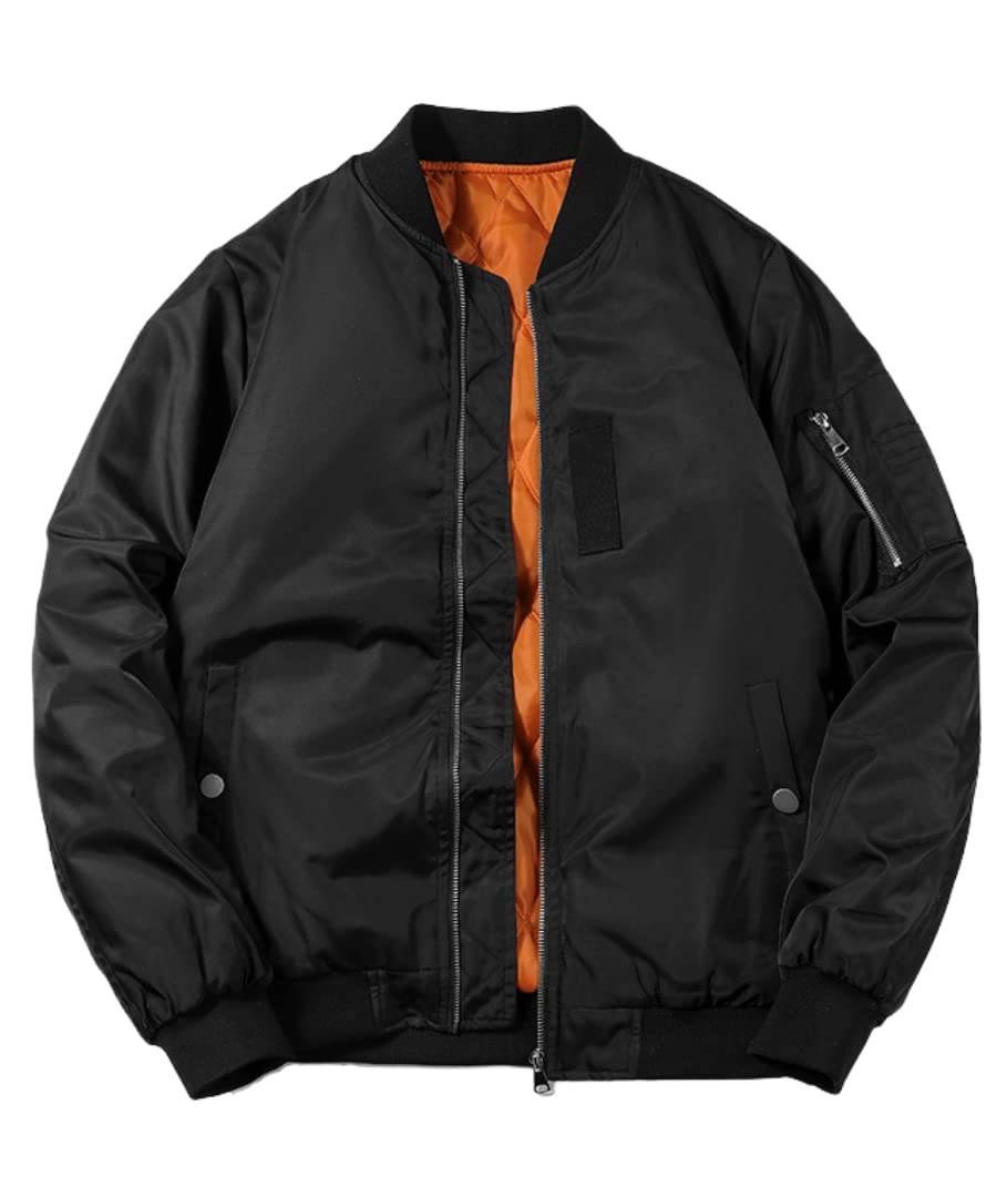 L'MONTEMen's Imported Windproof Bomber Casual Fall Winter Jacket Full Zip Padded Coats Outwear