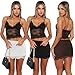 Brown lace Mini Skirt Skort for Women Pencil Bodycon Short Skirts with Shorts Underneath Cargo Skirt Sexy Mid-Waisted X-Large