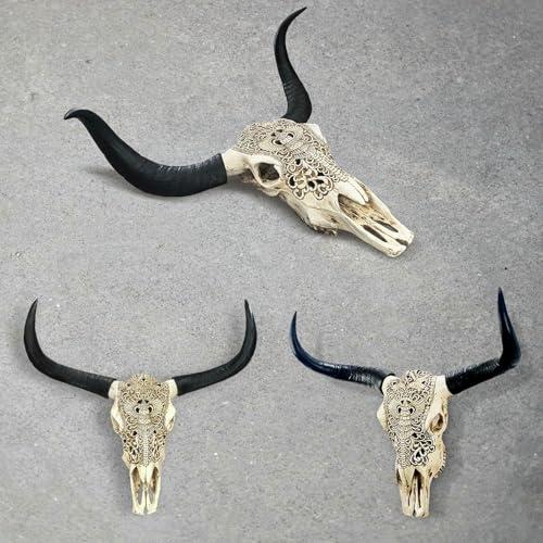 Calavera de vaca para decoración de pared en resina estilo rustic boho 6