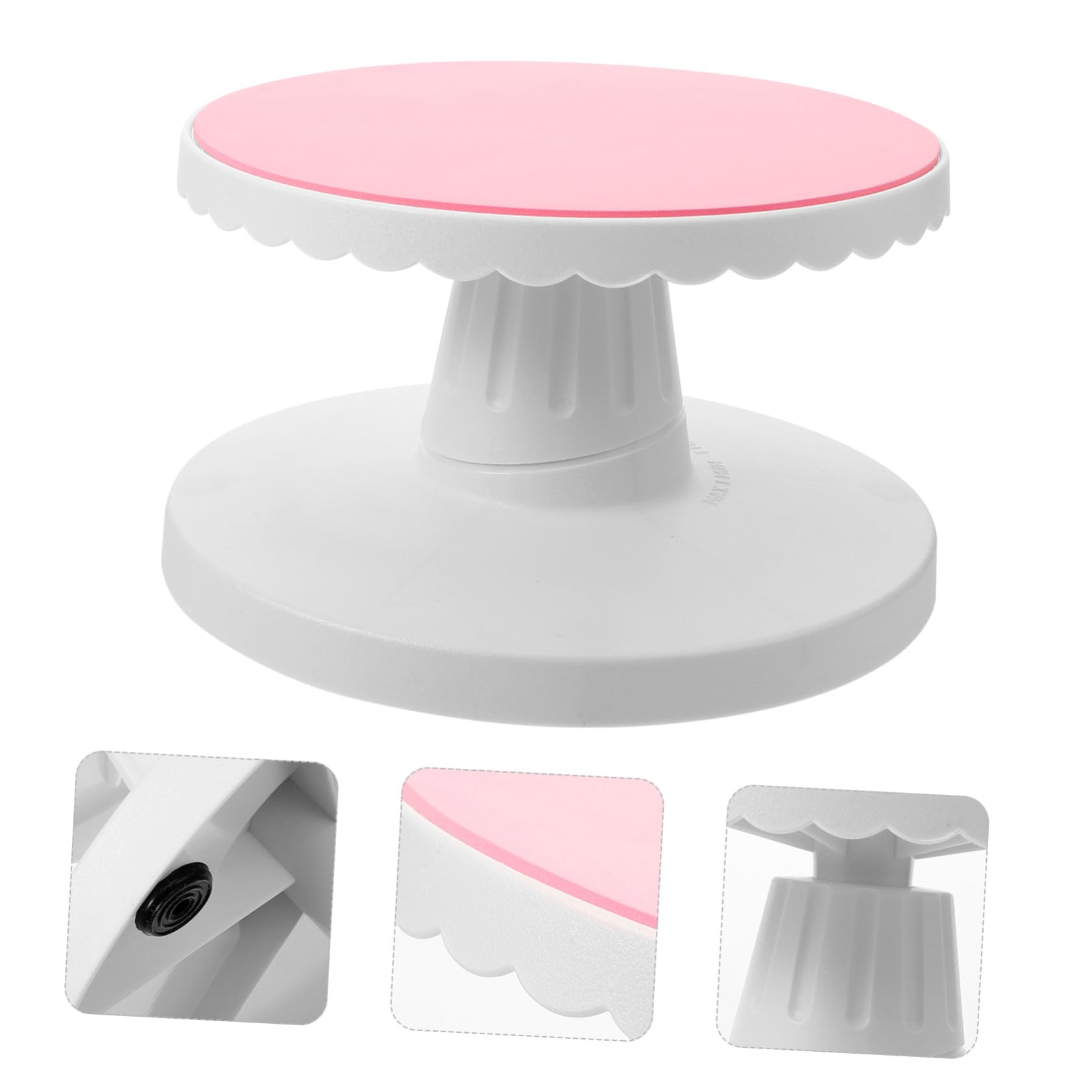 Gatuida Plato Giratorio Antideslizante para Pasteles de Plástico Rosa Función Giratoria, Adecuado para Decoración Floral y Diseño de Arcilla en Repostería