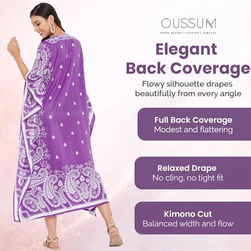 Image of Oussum Plus Size Kaftan Dresses for Women, Polyester Summer Caftan Cover Up Maxi Beach Dress, 1X-3X