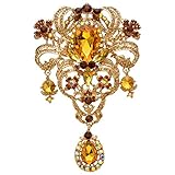EVER FAITH Women's Austrian Crystal Flower Bouquet Tear Drop Pendant Brooch