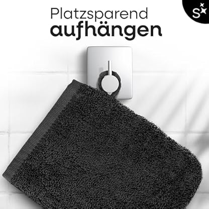 slummer Waschlappen 10er Set 100% Baumwolle Frottee 15x21 cm anthrazit Oeko-Tex Zertifiziert 500gsm Seifhandschuh Waschhandschuh Badtextilien – Bild 4
