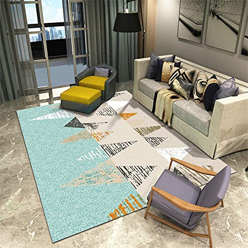 Tapis de décoration salon gris et bleu moderne au design épuré - 2
