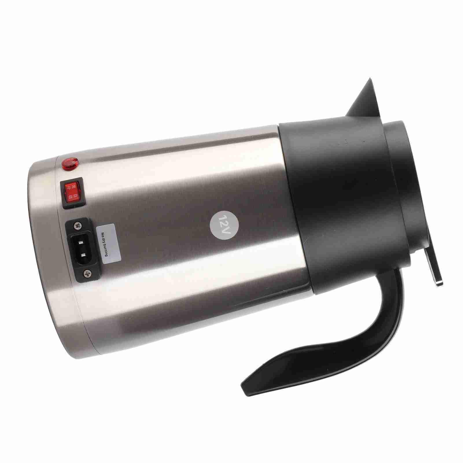 Hervidor eléctrico de 1300ml y 12V, taza de viaje, caldera de agua calentada de acero inoxidable para coche y camión (coche de 12v)