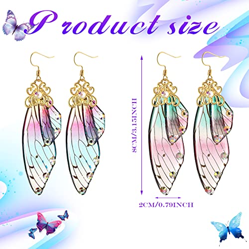 Fumete 10 Pairs Butterfly Wing Drop Dangle Earrings Butterfly Wing Hook Simulation Drop Earrings2