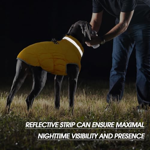 Image of FUAMEY Dog Winter Coat Fleece Warm Large Dog Coat with Harness Built in
