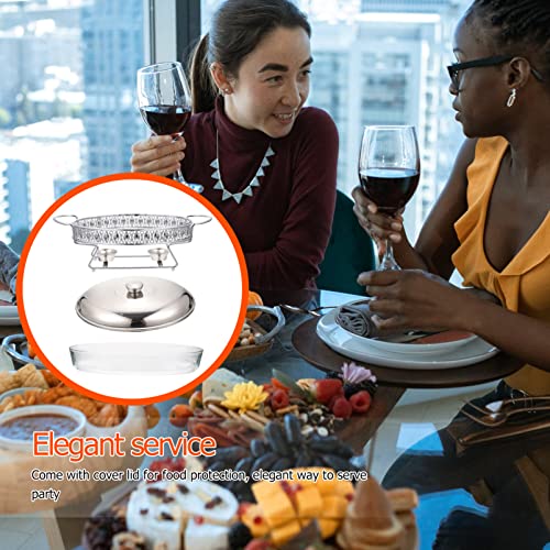 UPKOCH Edelstahl Chafing Teller Buffet Chafer Runder Buffetwärmer Fach mit Deckel Und Chafing Treibstoffhalter für… – Bild 8
