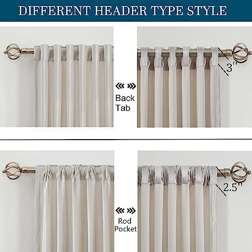 Image of PRIMROSE Cream Ivory Curtains 72 inch for Living Room,2 Panels Drapes Blackout Rod Pocket Back Tab Window Treatment Room Darkening Thick Decorative Curtains for Bedroom