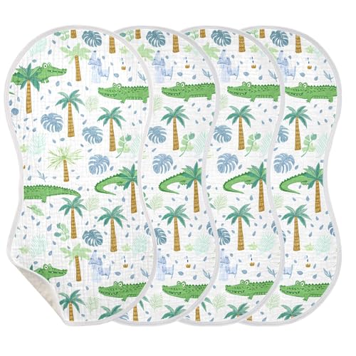 xigua Alligators Muslin Baby Burp Cloths Set of 1, Super Soft & Absorbent Burping Rags, Cotton Burp Clothes Shower Gift for Newborn, Baby Girls and Boys3
