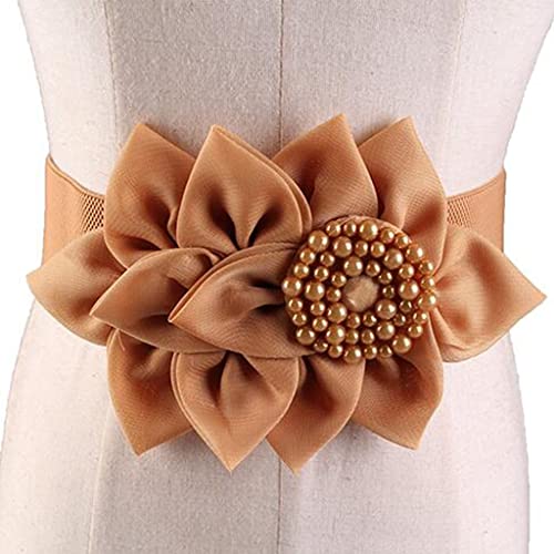 Beaded Elastic Flower Cummerbunds Female Dress Corsets Waistband Belts Bow Decoration Wide Belt4