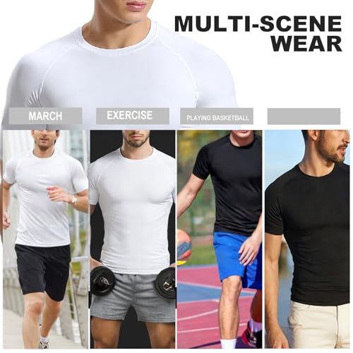 Mens Compression Shirts Short Sleeve Athletic Workout Base Layer Undershirt T-Shirt Tops for Gym Running Basketball3