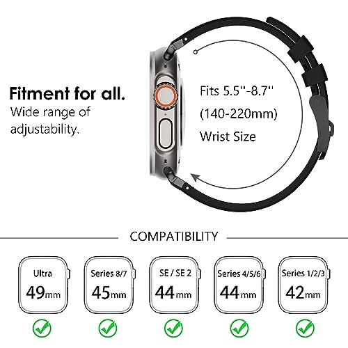 WINGLE AP Luxury Bands for Apple Watch Band Ultra 2 Band Ultra 49mm 46mm 45mm 44mm 42mm Men Women Series 10 9 8 7 SE 6 5 4, Silicone Rubber Metal Adapter Sport Bands for iWatch 3 2 1 - Image 7