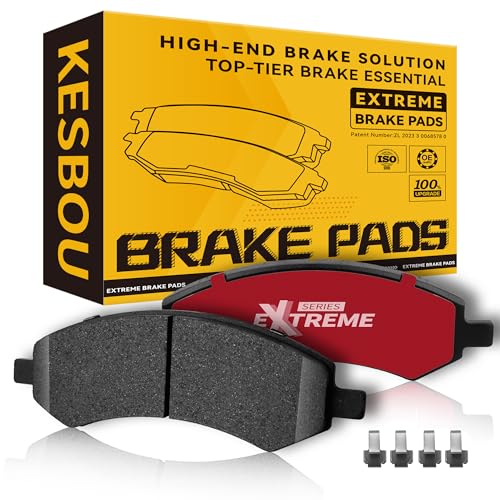 KESBOU Carbon Fibre Front Brake Pad Compatible With 2006-2010 Ram 1500, 2018 Jeep Wrangler, 2005-2010 Dodge Dakota, 2007-2009 Durango, 2006-2009 Mitsubishi Raider, 2007-2009 Chrysler Aspen OE-Grade