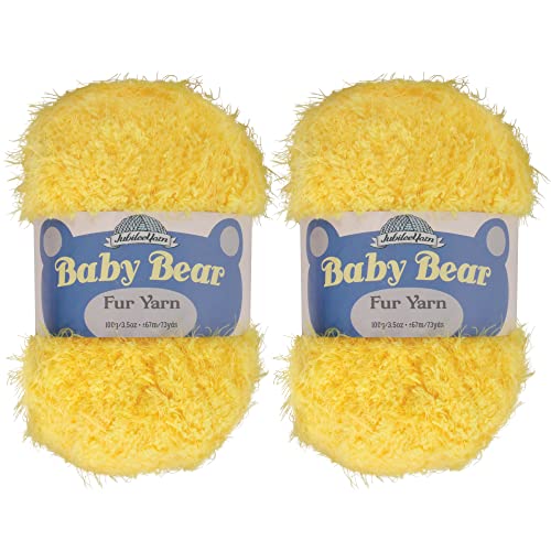 Jubileeyarn Baby Bear Yarn - Chunky Weight Polyester Fur - 100G/Skein - Yellow - 2 Skeins #TOP10
