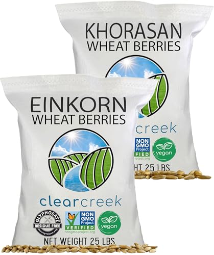 CLEAR CREEK Certified Glyphosate Residue Free Einkorn and Khorasan Wheat Berries | 50 lb (2-25 lb bags) | Non-GMO Project Verified