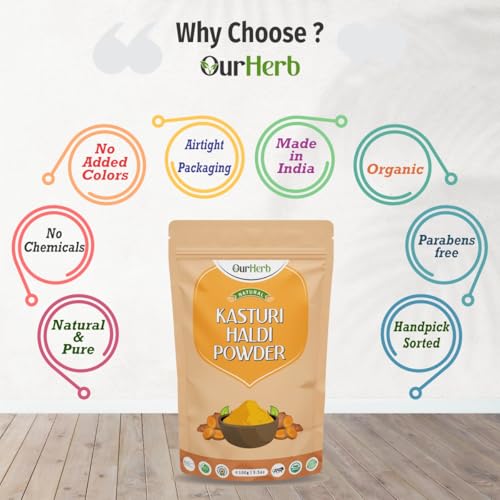 Image of Natural Kasturi Haldi Powder for Face Beauty (100g | 3.5 Oz) | Wild Turmeric | Kasturi Manjal for Glowing Skin | 100% Pure, Chemical-Free, Preservative-Free | Skin Care for All Skin Types.