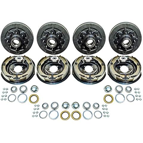 EPR Distribution 4PK Trailer 8 On 6.5" Hub Drum Brake Kits with 12"x2" Electric Brakes 7000 lbs Axle Cover