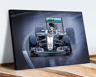 LEWIS HAMILTON CANVAS WALL ART ARTWORK PRINT MERCEDES FORMULA 1 (18in x 12in / 45cm x 30cm)