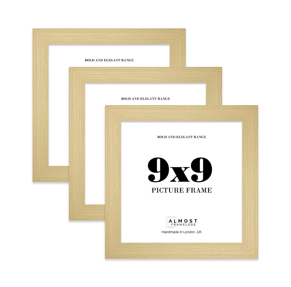 9x9 Photo Frame, Display 9x9" Pictures (22.9 x 15.2cm) Picture Frame for wall Display - Gold - 3 Pack — image 1