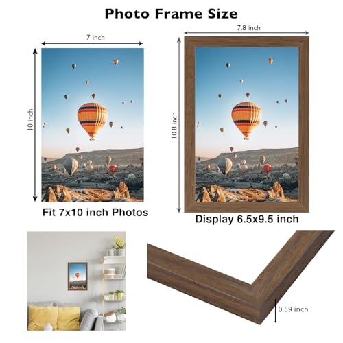 Image of JCJMY 7x10 Picture Frame Brown for Wall Hanging or Tabletop- Wall Mounting Horizontally or Vertically, 7 x 10 Wall Gallery Poster Photo Frames for 7 by 10 Photos, Brown