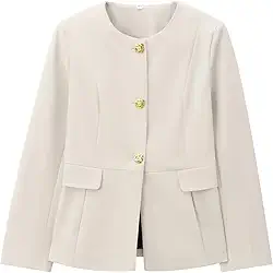 Terno minimalista feminino bege dourado trespassado gola redonda blazer feminino casual feminino