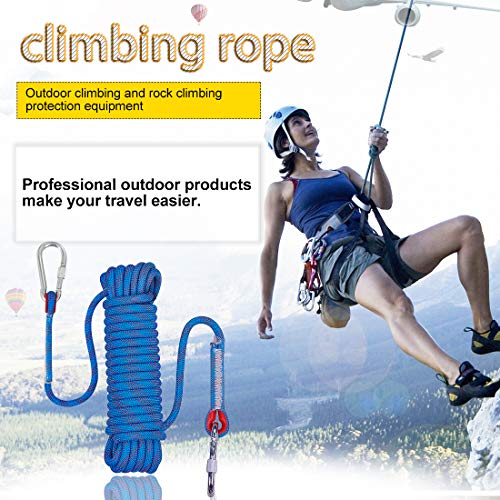 Newdoar Static Climbing Rope 10Mm(3/8In) Accessory Cord Equipment Escape Rope Ice Climbing Equipment Fire Rescue Rope(Blue/33Ft/10M) #TOP6