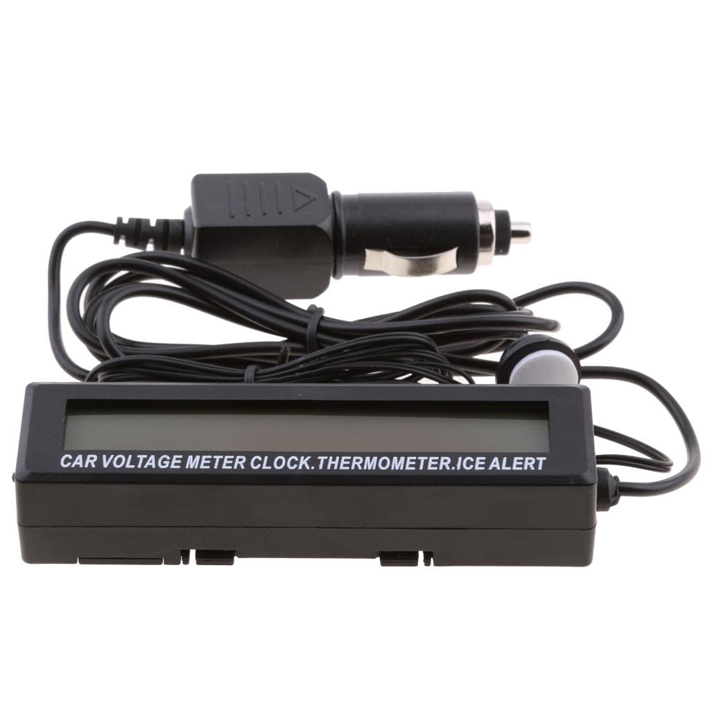 Multi-Function Digital Car Voltage Thermometer Clock LCD Monitor - Real-Time Temperature & Voltage Display - Ice Alert - 12V DC - Car Accessories for Safe Driving