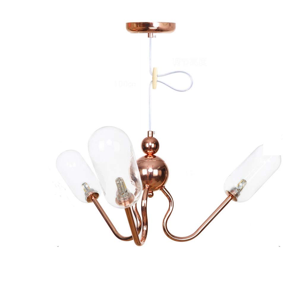 Lustre LED intérieur en métal rose et verre minimaliste pour plafond moderne