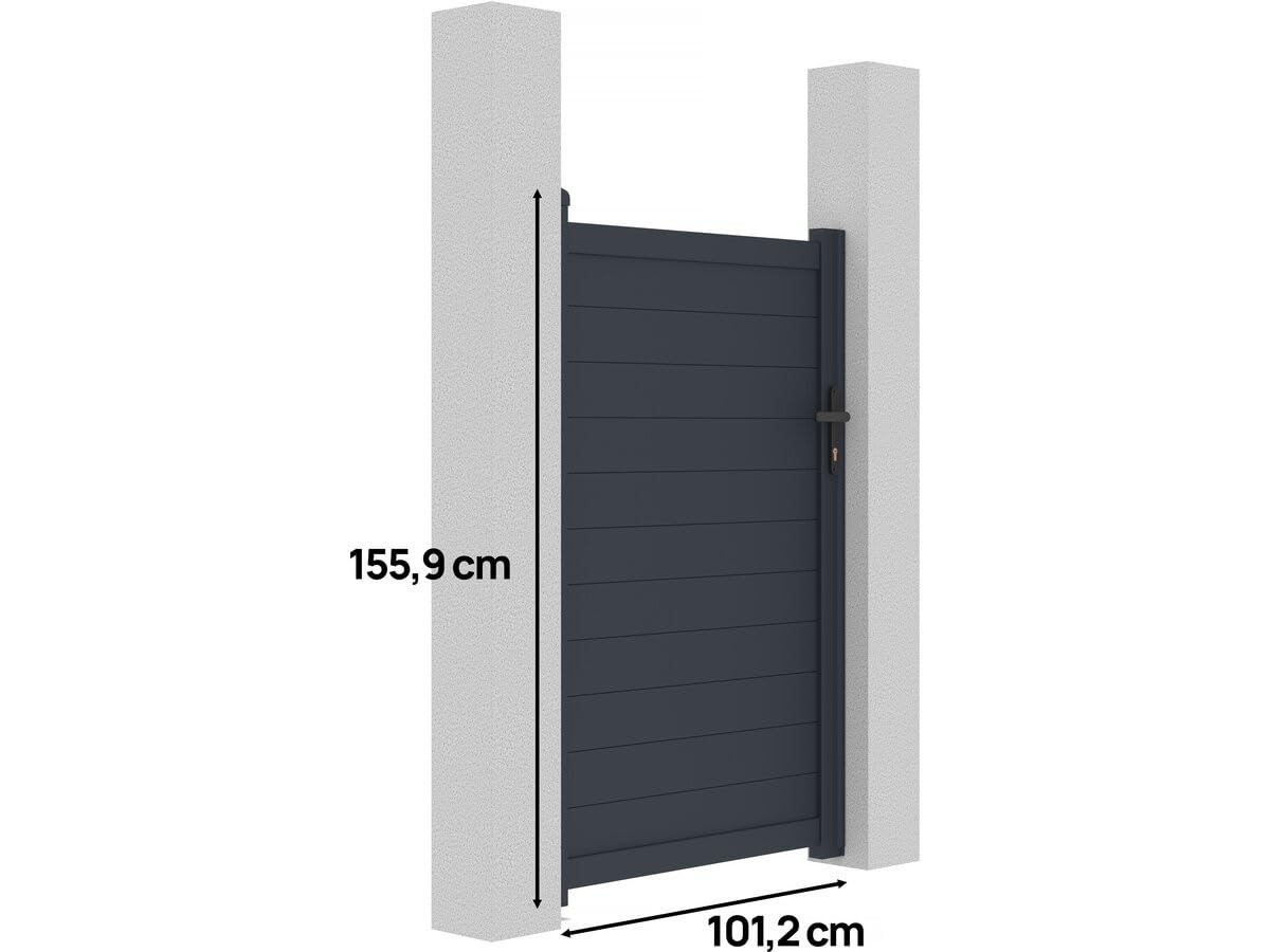 Habitat et Jardin Gartentor aus Aluminium Marc - 101,2 x 155,9 cm - Grau