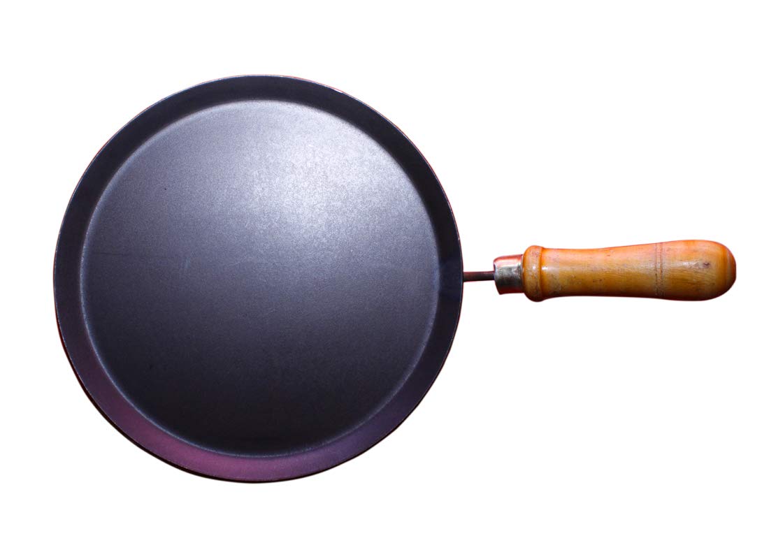 Nakshathra traditionally Hand Made tawa 10inch with Wooden Handle 1
