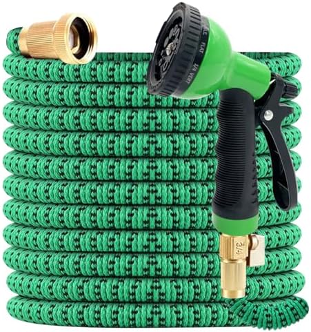 J&B XpandaHose 100ft Expandable Garden Hose – Ultra-Strong 3750D, 4-Layer Latex Core, Brass 3/4" Connectors, 10-Pattern Nozzle & Storage Bag – Lightweight, Kink-Reducing, Leak-Resistant - Thumbnail 2