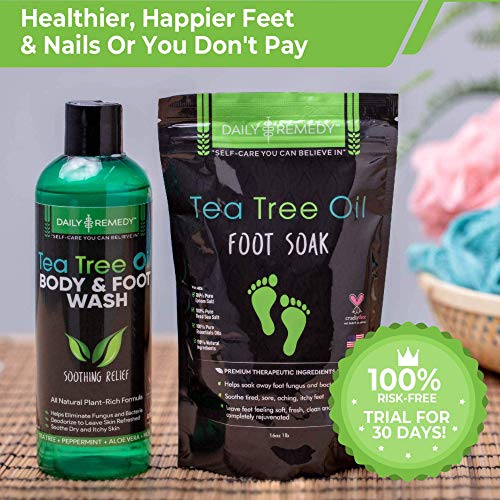 DAILY REMEDY Tea Tree Oil Foot Soak and Body Wash Set - Get Rid of Nail Fungus, Odors, Irritation, Bacteria and Foot Calluses - All Natural Foot Care Products Made in USA