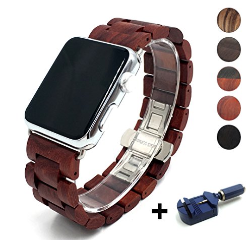 Seoaura Compatible For Apple Watch Band 41Mm 38Mm 40Mm, Natural Handmade Wooden Replacement Iwatch Series 8 7 6 5 4 3 2 1 Se Sports Strap Wristband - Link Remover As A Gift (Redwood, 41Mm/38Mm/40Mm) #TOP3