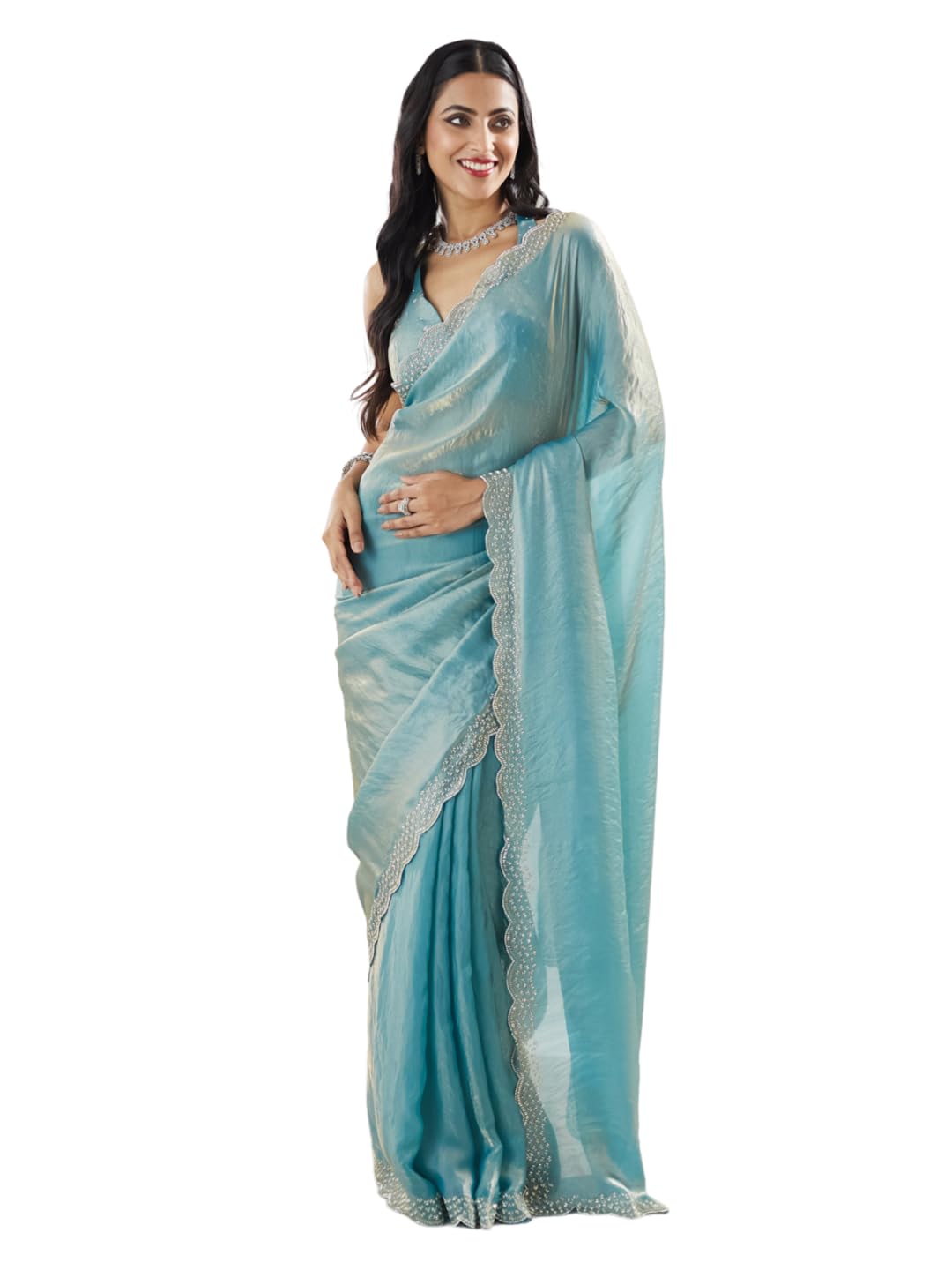 Womens Silk Embellished Ready to Wear Saree-image-9