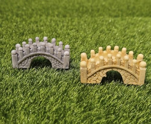 Image of Miniature Resin Bridge Set of 4 for Fairy Garden, Terrarium & Dollhouse | Mini Garden Bridge Decoration for Bonsai, Succulent Pot, DIY Craft & Gift