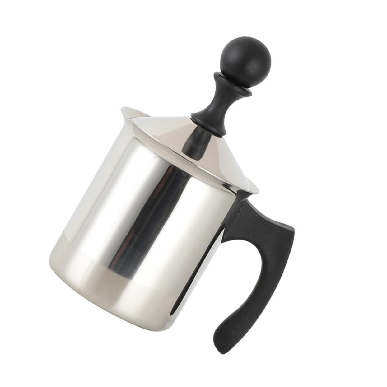 PRETYZOOM Manual Milk Frother Hand Pump Cappuccino Pitcher for Homemade Latte Coffee and Hot with Double Filter