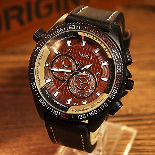Relógio Masculino Yazole 334 Pulseira Couro Preta | Amazon.com.br