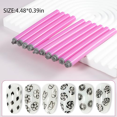 Tampon à ongles pratique lot de 10 pour nail art fleur facile