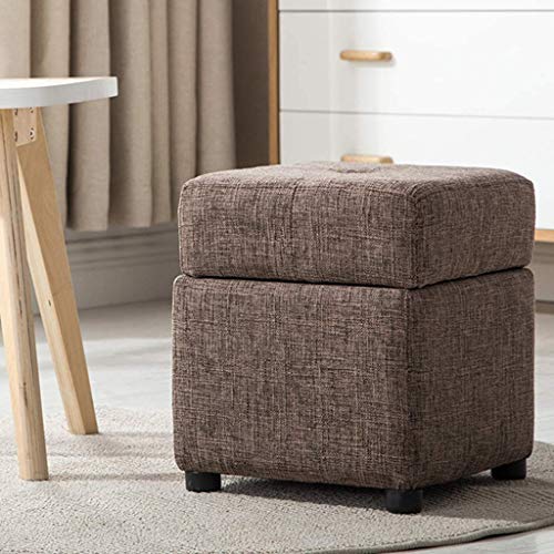 Pouf cube en tissu lin coffre de rangement gain de place salon chambre