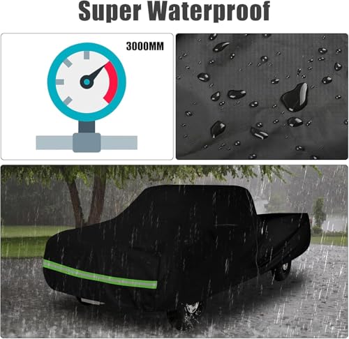 Image of Waterproof Truck Cover Compatible with 1972-1993 Dodge Ram D /W Series D100 /150 /200 /250 /300 Standard Cab Long 8ft Bed, 420D All Weather Truck Covers with Zipper Door for Snow Rain Protection