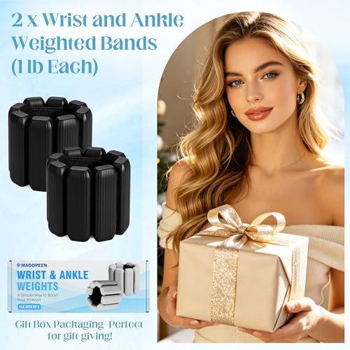Image of Wrist Weights, 2Pack Adjustable Ankle Weights for Women /Men, Silicone Weighted Bangles for Yoga, Pilates, Running & Walking, Arm & Leg Weights, 2lb