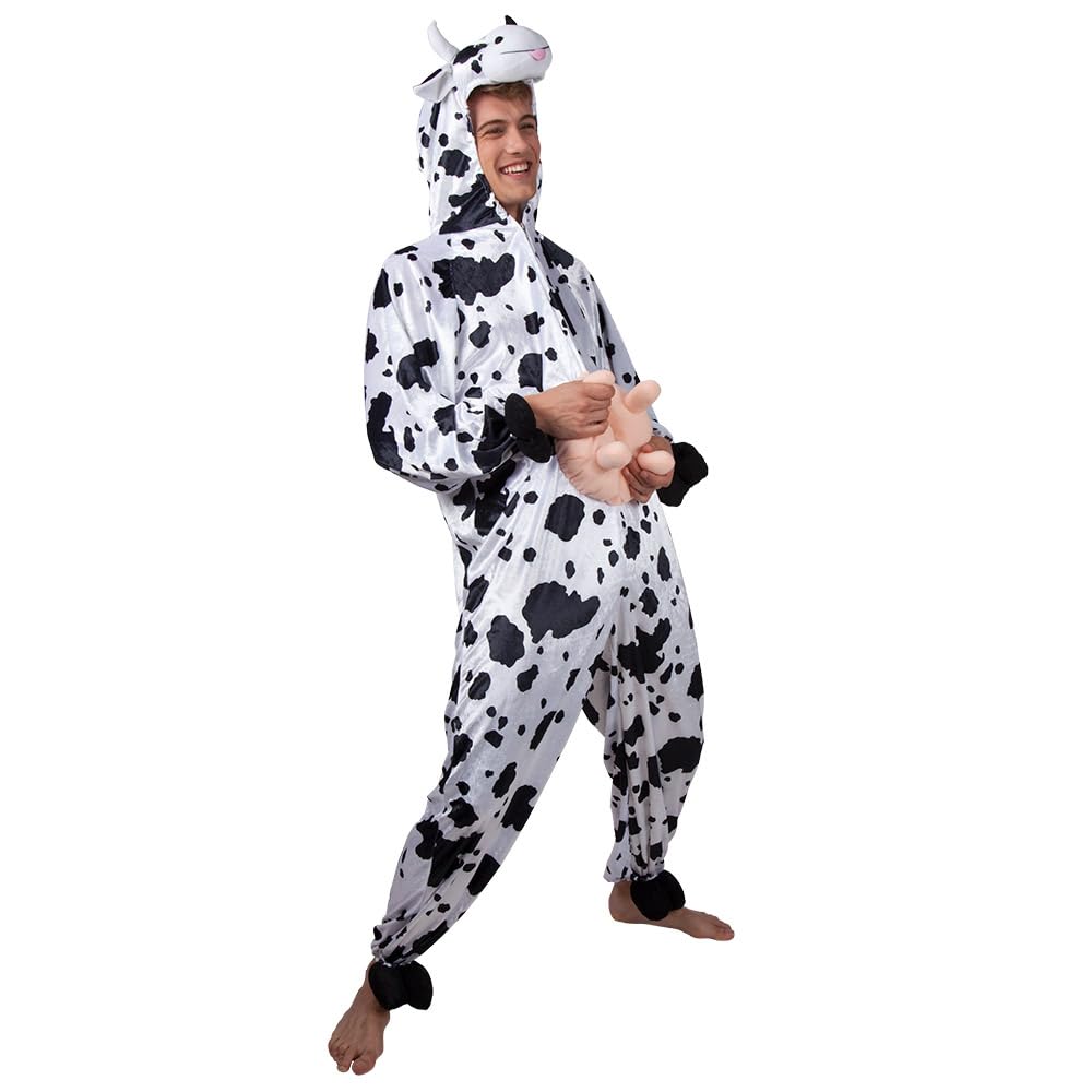 Boland - Costume de vache pour femme ou homme | Costume d'animal en peluche avec capuche, carnaval, soirée à thème et enterrement de vie de jeune fille