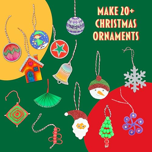 Image of Butterfly EduFields Santa's Craft Shop Christmas Activity Kit | Holiday Arts & Crafts Set for Kids Ages 4+ | Make 20+ Ornaments with Wood Painting, Bead Crafts & Gem Art | Creative DIY Christmas Decoration Kit