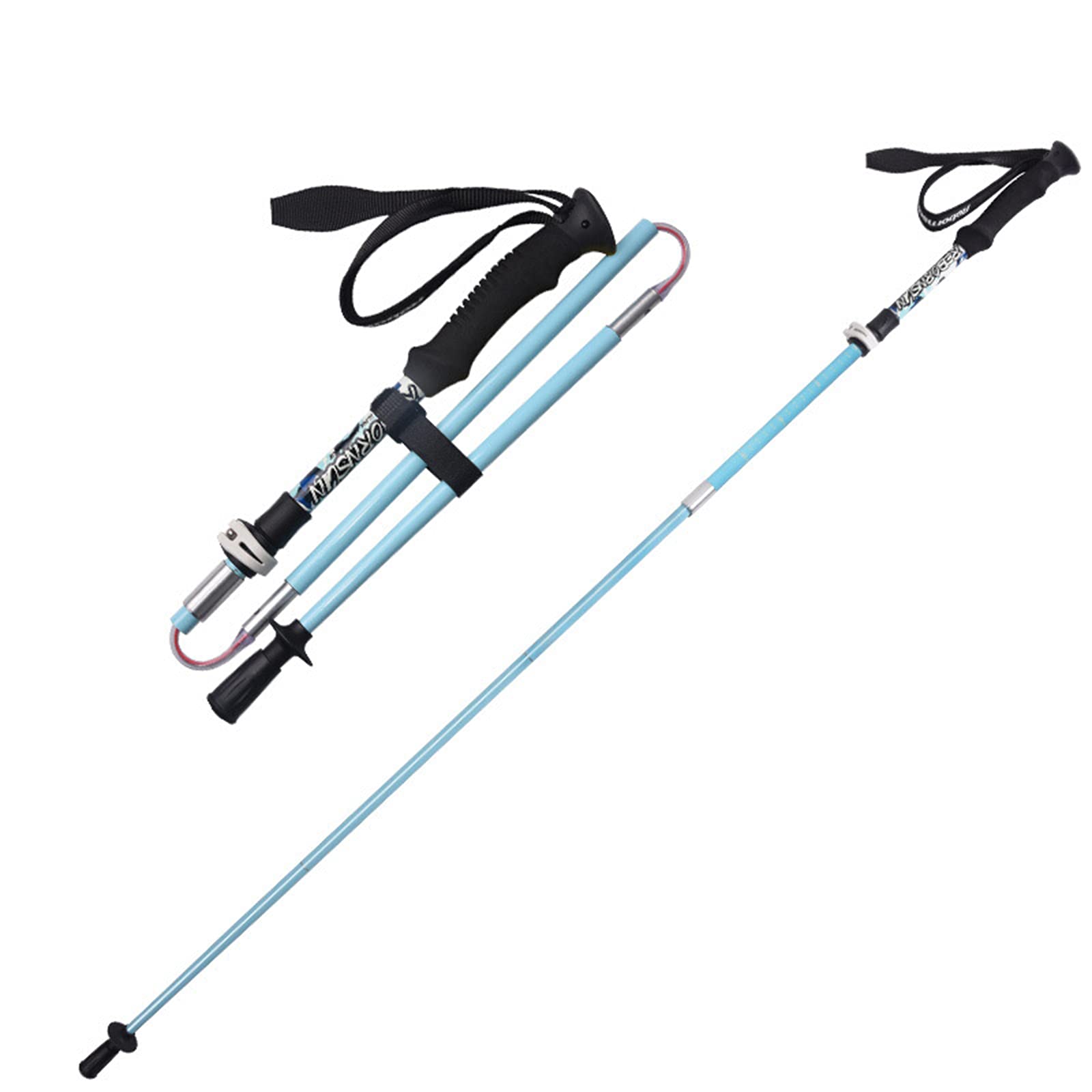 Bastone da Passeggio Cieco Stampella Aiuti alla Mobilità per Uomini Donne per Camminare Bastoncini da Trekking All'aperto Super Leggero Stretch Cinque Sezioni Fibra di Carbonio,Blu,Short