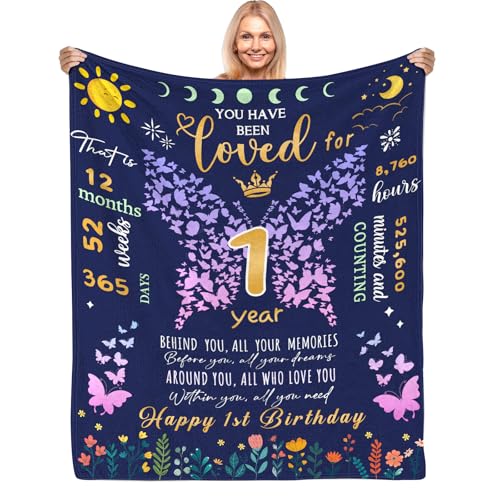 CIUGOIG 1 Year Old Girl Birthday Gifts Blanket, 50