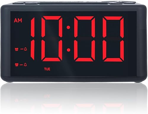 Radio despertador digital con radio AMFM, preajustes, alarma dual, alarma de día de semanafin de semana, repetición, temporizador de sueño, pantalla