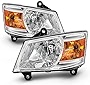 ACANII - For 2008 2009 2010 Dodge Grand Caravan Chrome Housing Headlights Headlamps Assembly Driver & Passenger Side