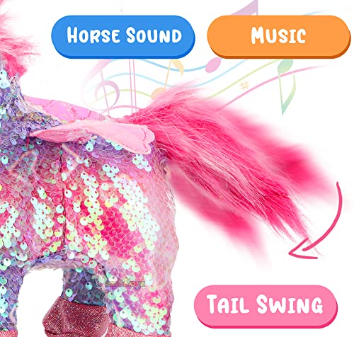Image of Zest 4 Toyz Soft Plush Unicorn Musical Toys Reversible Sequin Unicorn with Sound Toys for Kids Birthday Gift (Pack of 1) Random Color Dispatch
